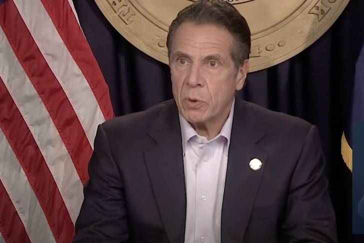 Governor Andrew Cuomo in a screenshot image at a Manhattan press briefing on November 22nd, 2020.